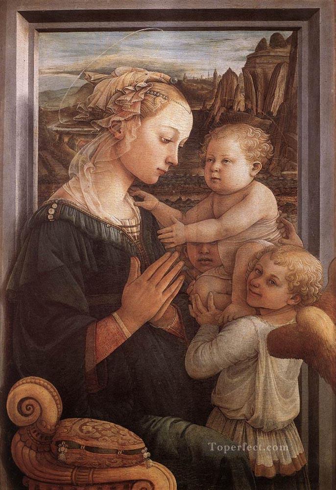 マドンナと子供と二人の天使 1465年 ルネサンス フィリッポ・リッピ油絵